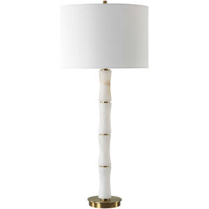 Unify 32 inch Alabaster and Brass Table Lamp Portable Light