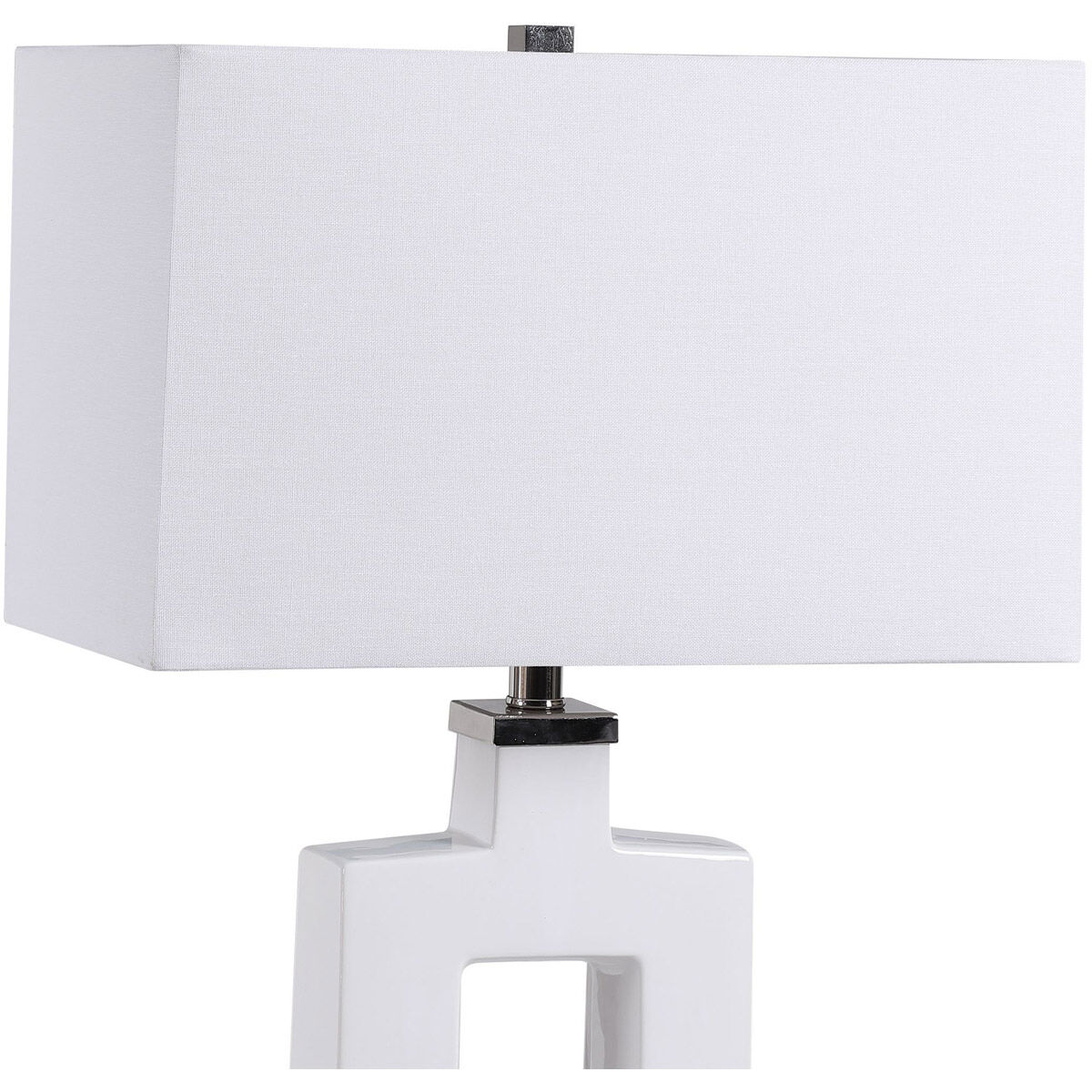 Entry 30 inch 150.00 watt Stark White Glaze with Polished Nickel Details Table Lamp Portable Light