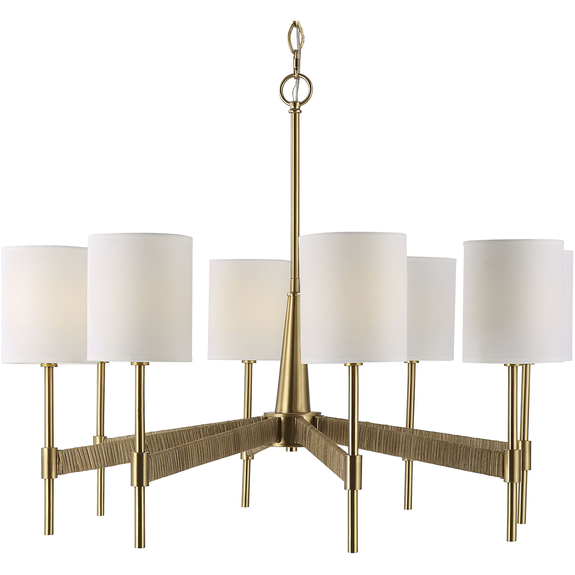 Lautoka 8 Light 32 inch Rattan and Warm Brass Chandelier Ceiling Light