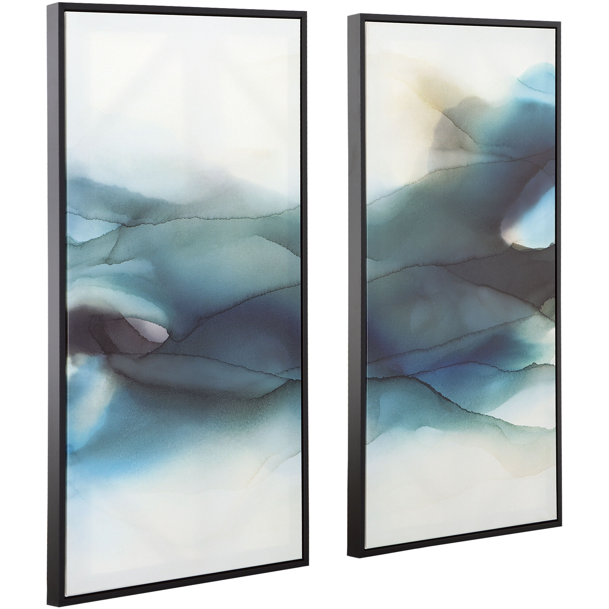 September Desert Navy and Teal with Beige Watercolor Art, Set of 2