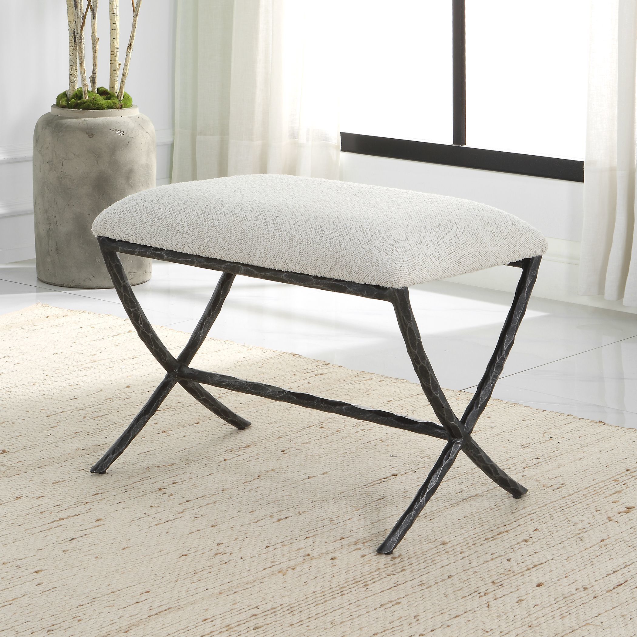 Brisby Distressed Charcoal and Warm Gray Bench