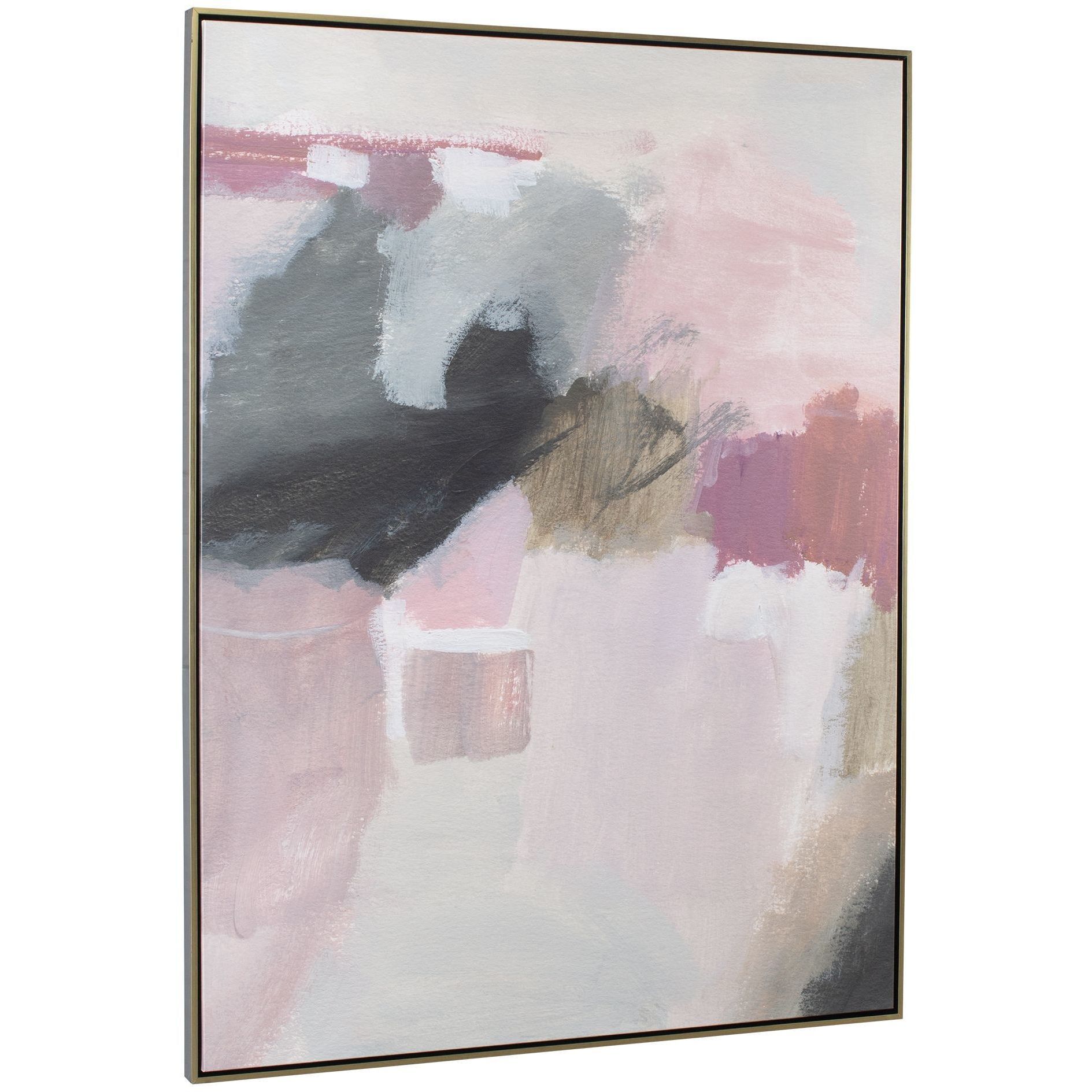 Process Cream and Gray and Blush Pink and Olive Green and Plum Framed Abstract Art