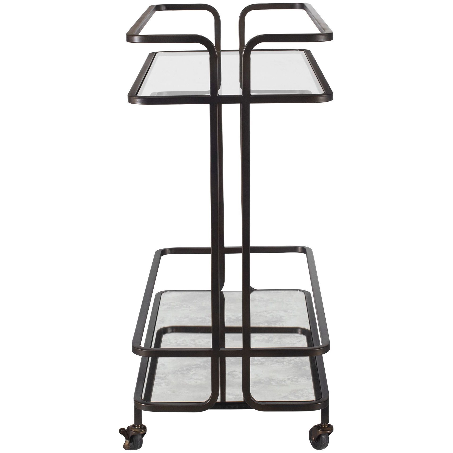 Erivo Bronze and Clear Glass Bar Cart