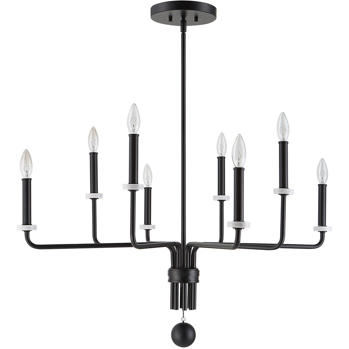 Ebony 8 Light 34 inch Matte Black and White Marble Chandelier Ceiling Light