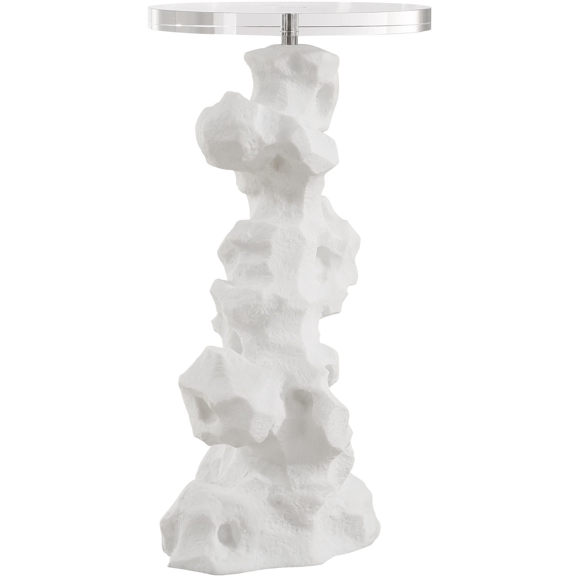 Remnant 24.5 X 12.5 inch White Stone and Crystal Drink Table