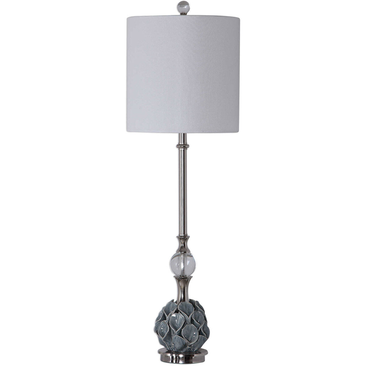 Elody 32 inch 150 watt Blue Gray Glaze with Crystal and Polished Nickel Buffet Lamp Portable Light