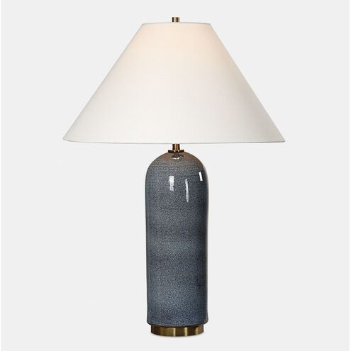 Mayetta 27.75 inch 100 watt Deep Blue Glaze and Plated Antique Brass Table Lamp Portable Light