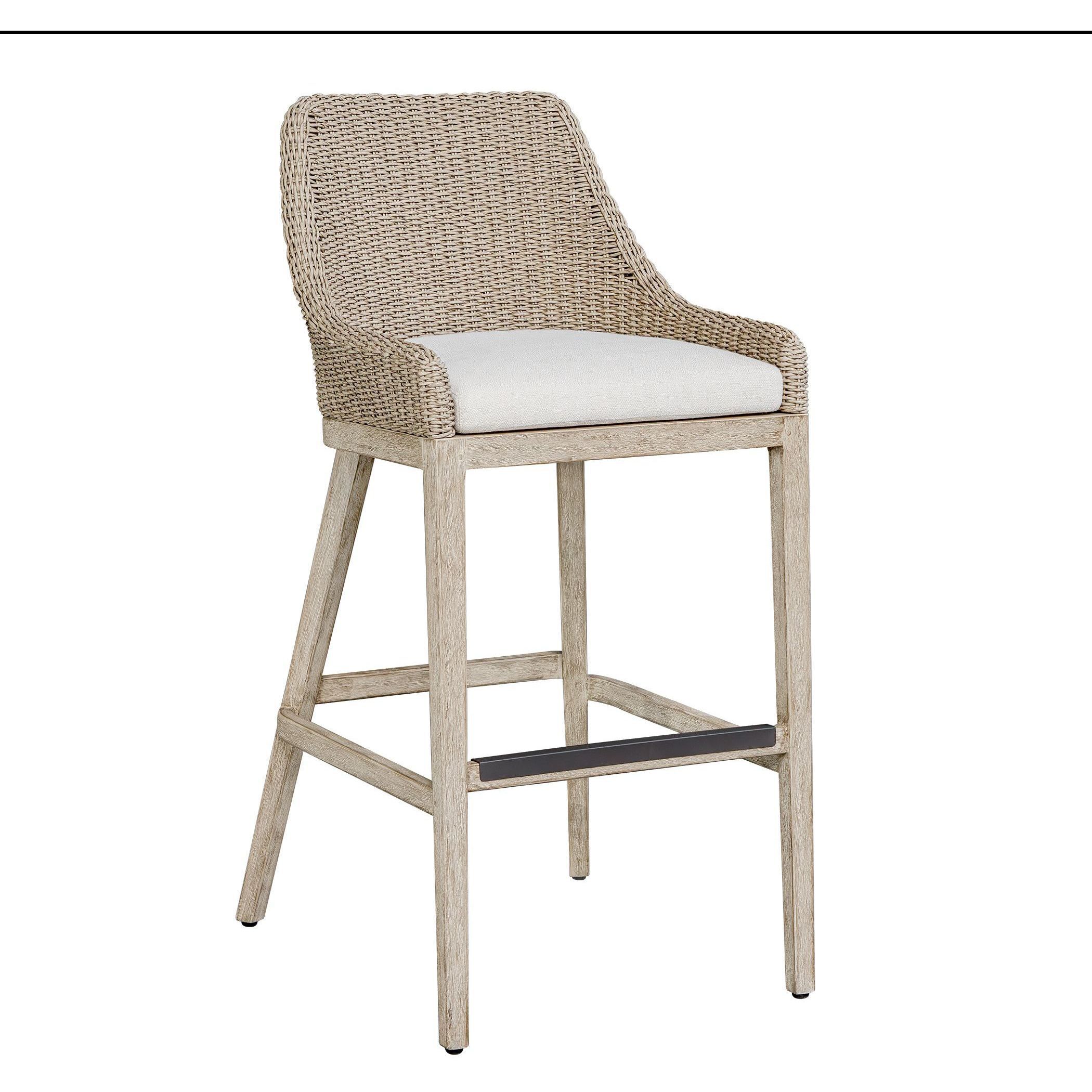 Paloma 44.7 inch Oatmeal and Cerused Wheat with Oyster White Outdoor Bar Stool