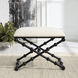 Iron Satin Black with White Textured Polyester Bench