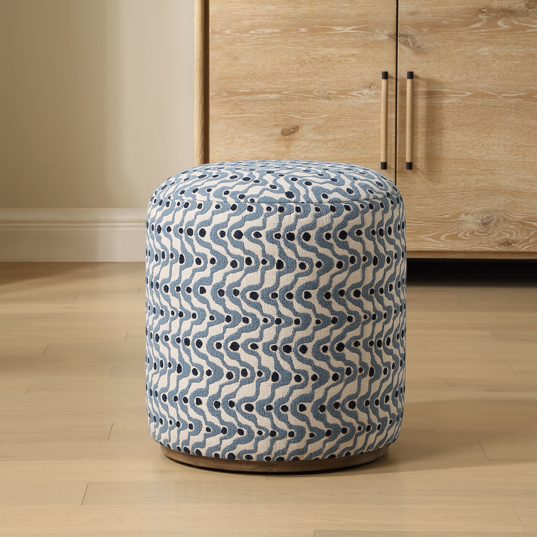 Cas 18 inch Steel Blue and Navy with Natural Ceruse Ottoman