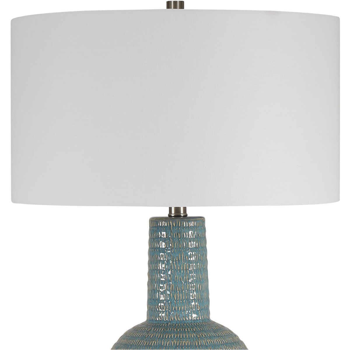 Delta 29 inch 100.00 watt Light Aqua Glaze with Brushed Nickel Details Table Lamp Portable Light