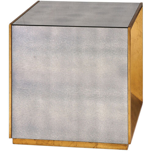 Flair 22 X 20 inch Antiqued Mirror and Antiqued Gold Leaf Cube Table