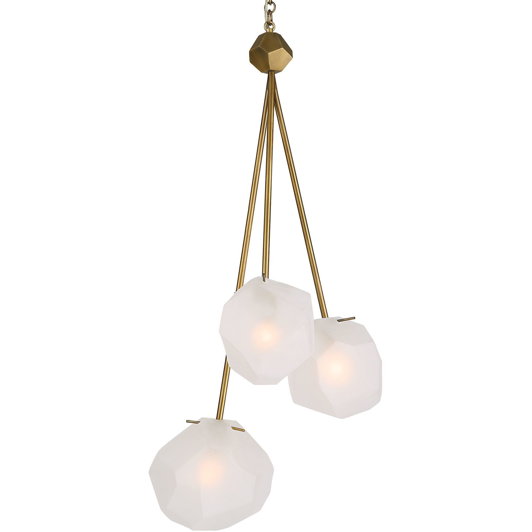 Geodesic 3 Light 13.5 inch Matte Antique Brass Pendant Ceiling Light