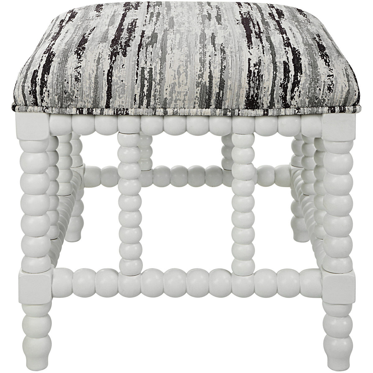 Seminoe Mottled Gray and Black Chenille with Matte White Bench