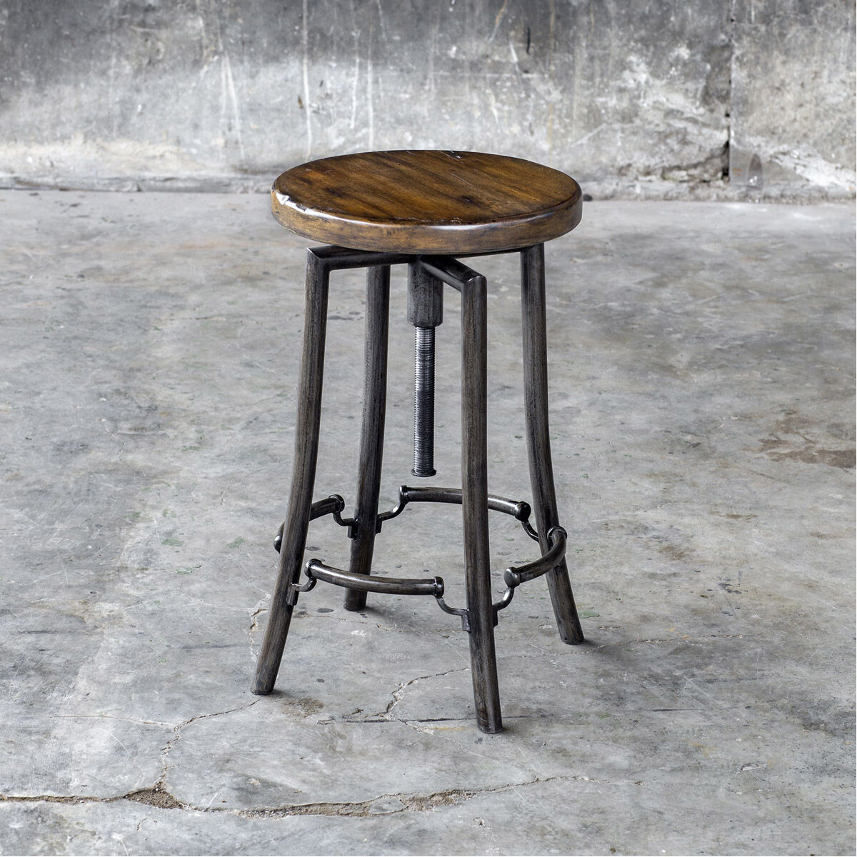 Westlyn 32 inch Burnished Dark Walnut Stain and Aged Steel Bar Stool