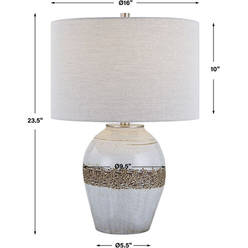 Poul 24 inch 150.00 watt Distressed Light Gray Crackle with Rust Brown Table Lamp Portable Light