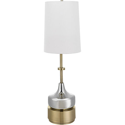 Como 38 inch 150.00 watt Chrome Plated Glass and Antique Brass Buffet Lamp Portable Light