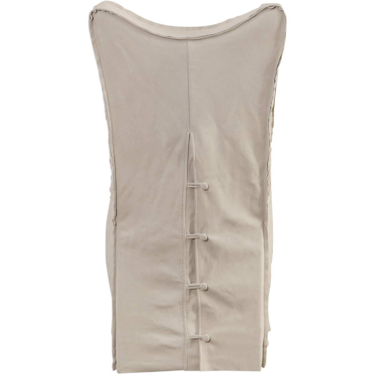 Delroy Distressed Hand-Sanded Stone Ivory Nubuck Leather Armless Chairs, Set of 2