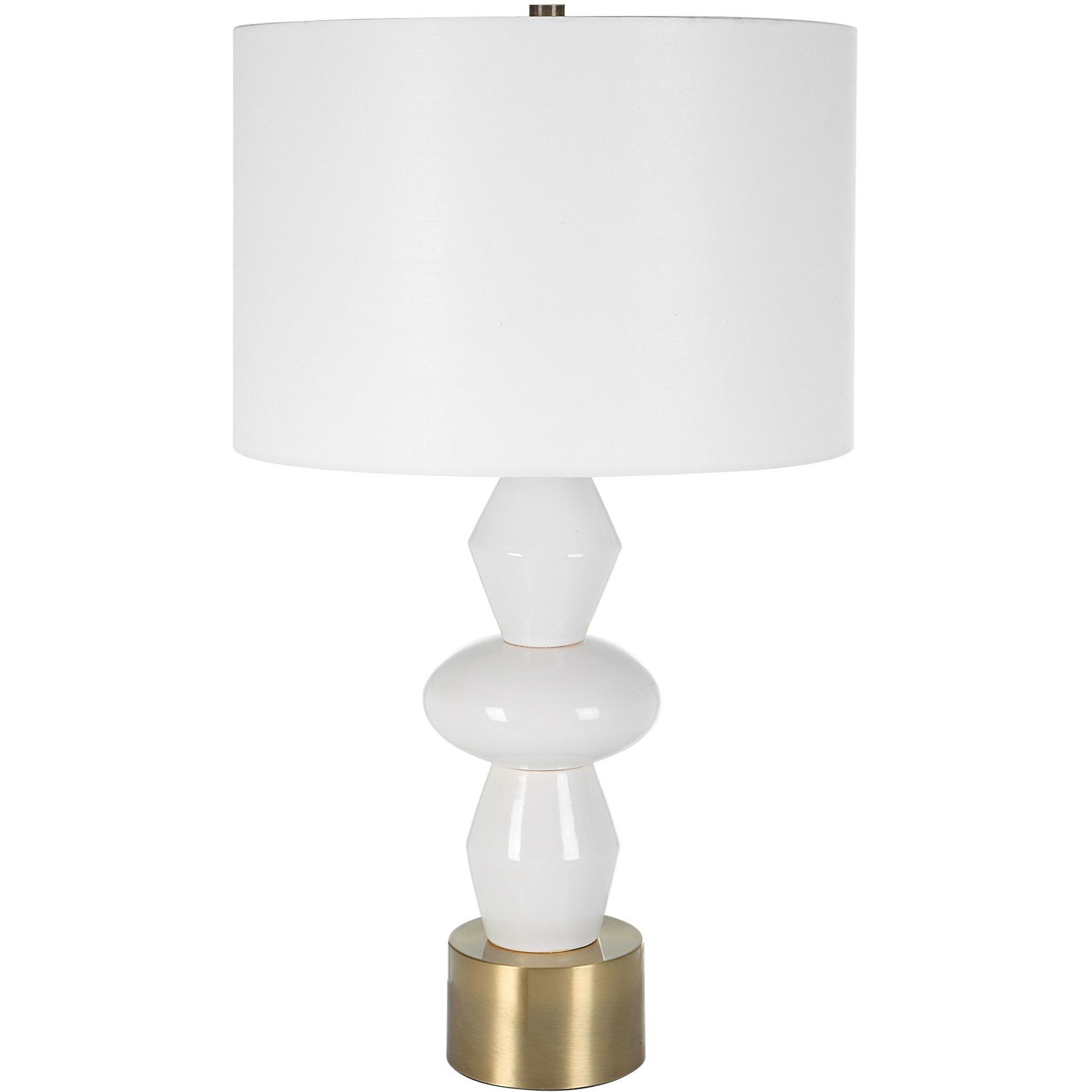 Architect 29.25 inch 150 watt Ivory Gloss Glaze and Antique Brushed Brass Table Lamp Portable Light