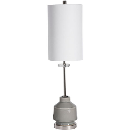 Porter 33 inch 100.00 watt Warm Gray Glaze with Polished Nickel Details Buffet Lamp Portable Light