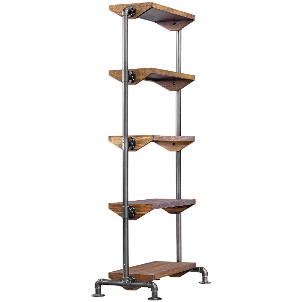 Rhordyn 72 X 30 inch Aged Gunmetal and Light Walnut Etagere
