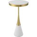 Apex 24 X 13 inch Matte White and Brushed Brass Accent Table