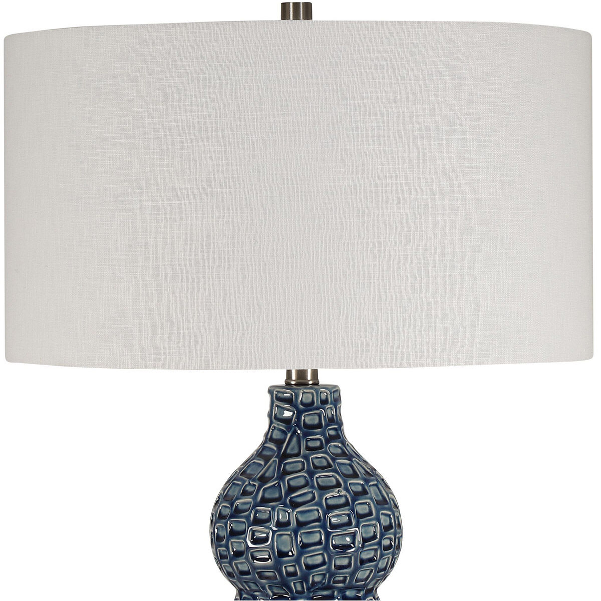 Holloway 32 inch 150.00 watt Deep Cobalt Blue Glaze with Brushed Nickel Accents Table Lamp Portable Light