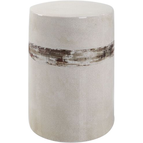 Comanche 18 inch Off-White Crackle Glaze with Distressed Rust Brown Garden Stool