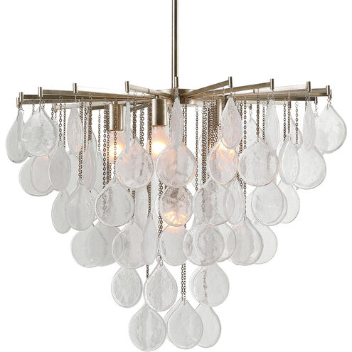 Goccia 6 Light 29 inch Rich Antique Bright Silver Leaf Pendant Ceiling Light