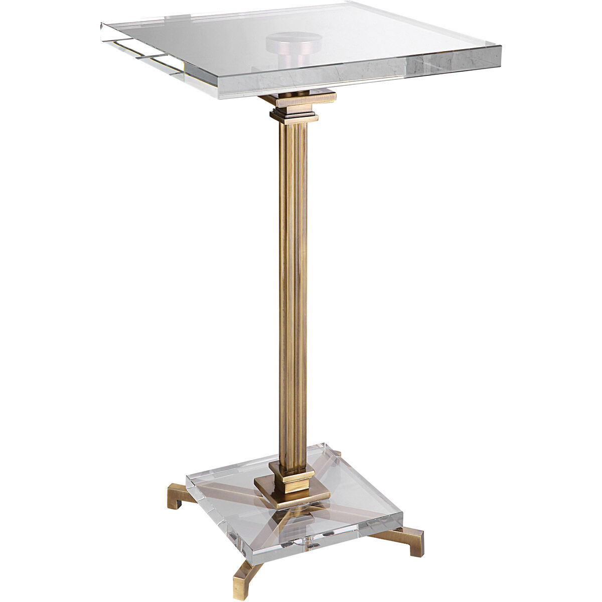 Richelieu 25 X 13 inch Brushed Brass Plating and Crystal Drink Table