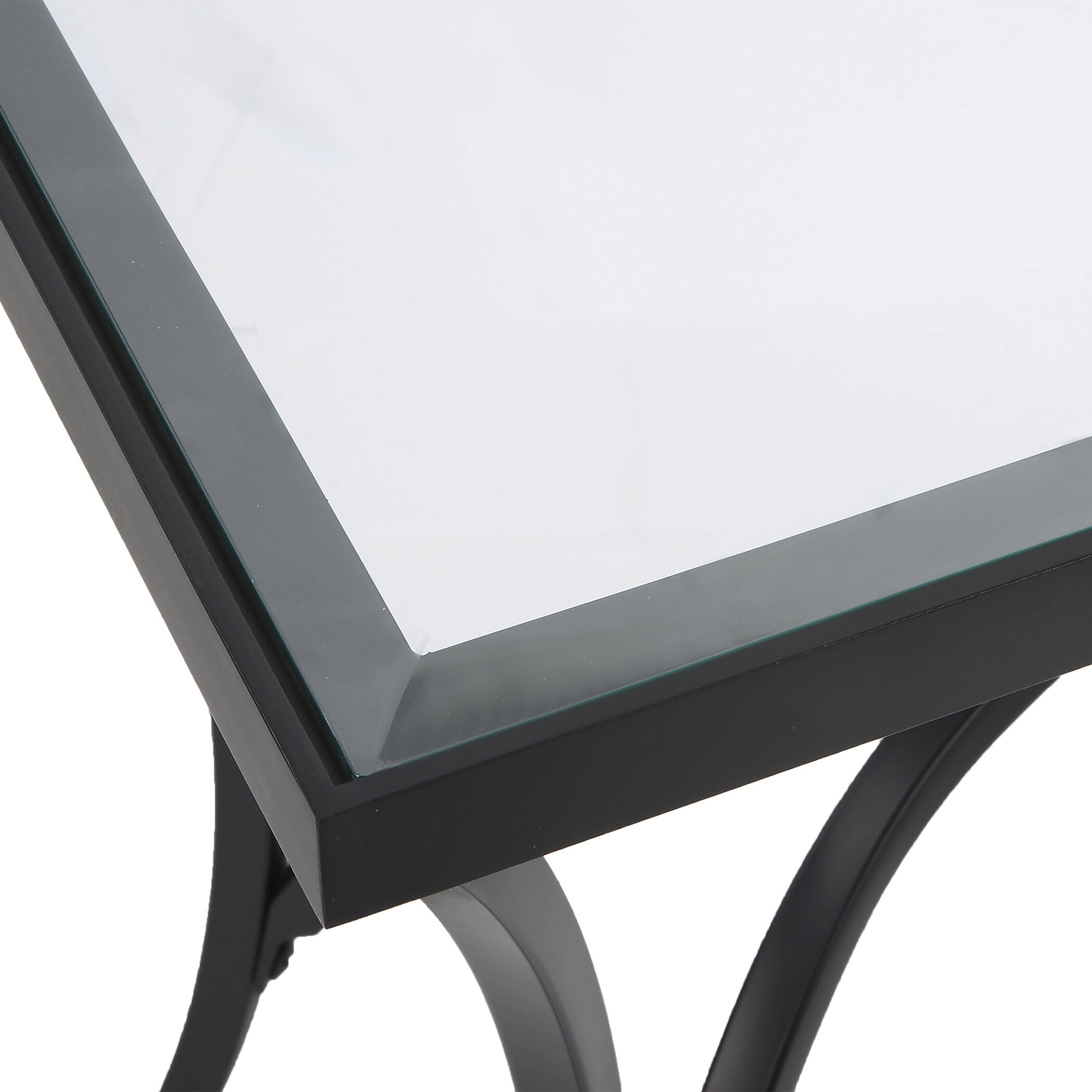 Alayna 24 X 22 inch Satin Black and Clear Glass End Table