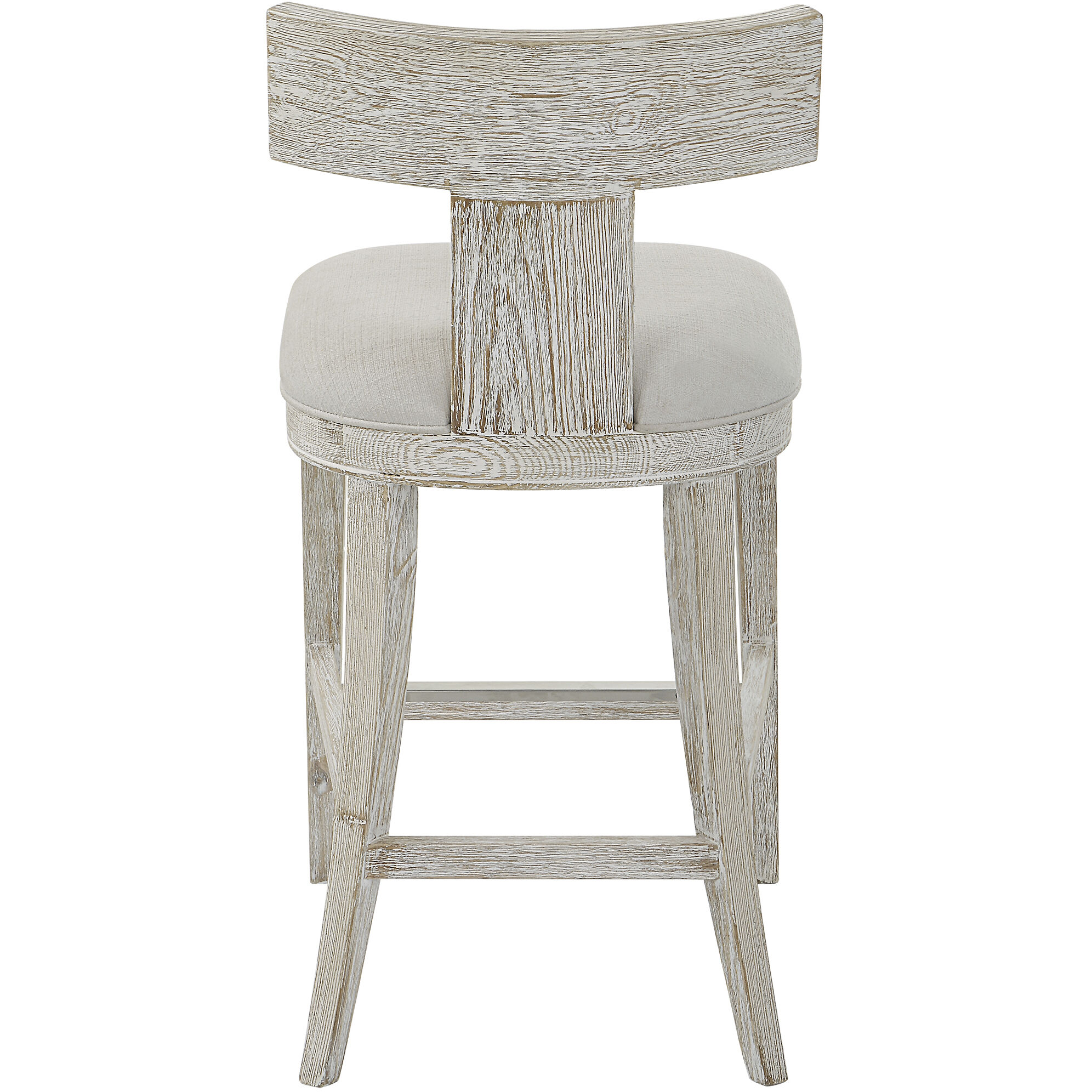 Idris 38 inch Whitewashed and White Fabric Counter Stool