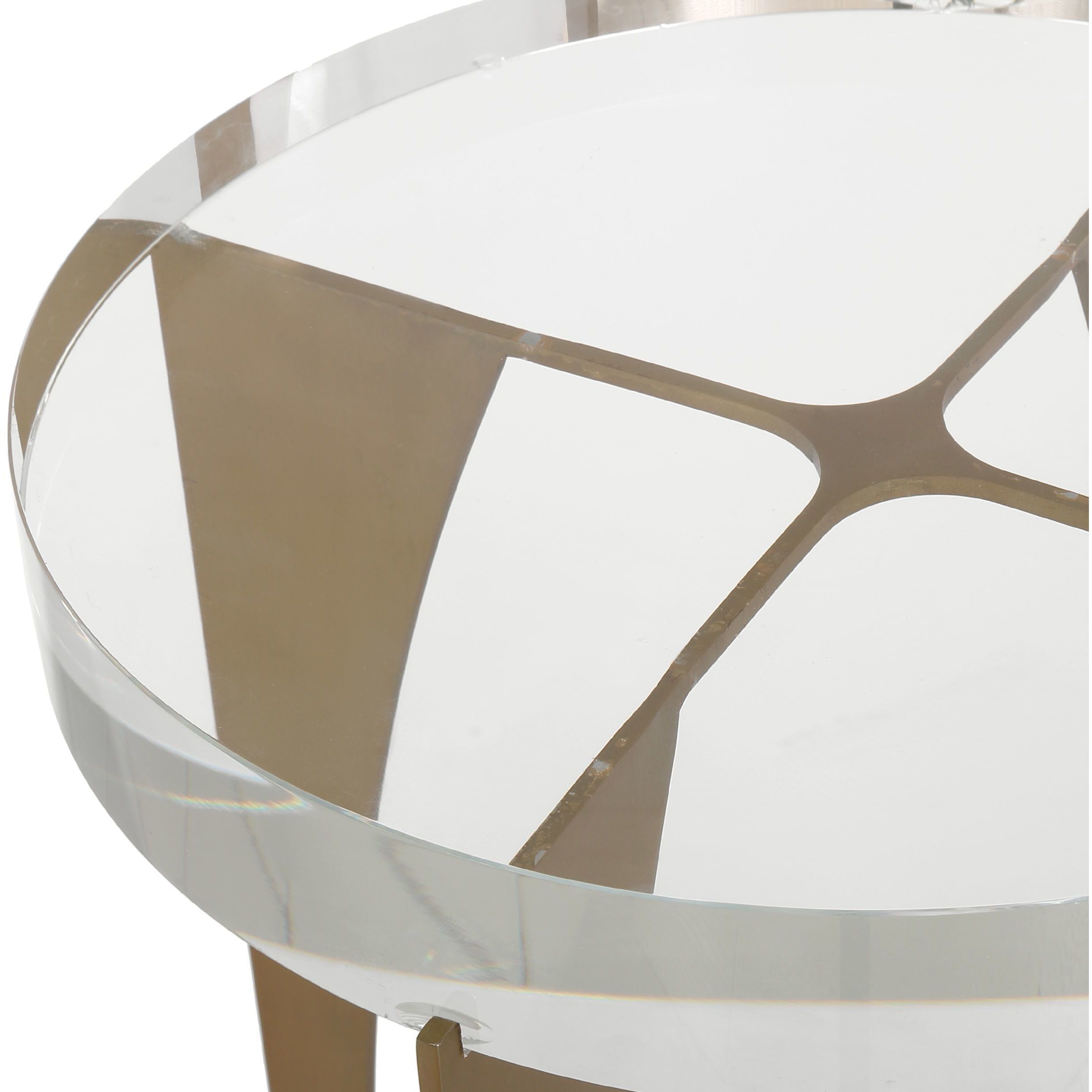 Kolkata 24 X 13.75 inch White Stone and Brass Accent Table