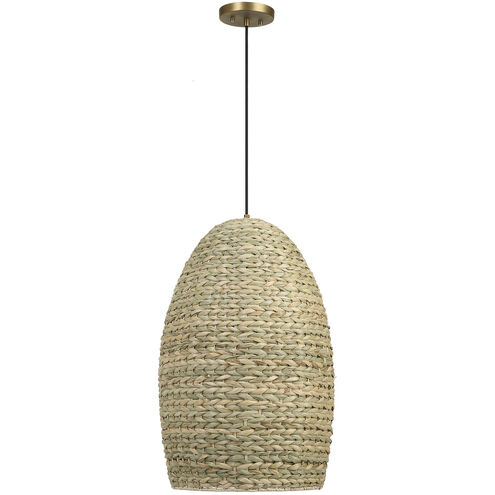 Cardamom 1 Light 15.25 inch Natural Corn Rope and Antique Brass Pendant Ceiling Light