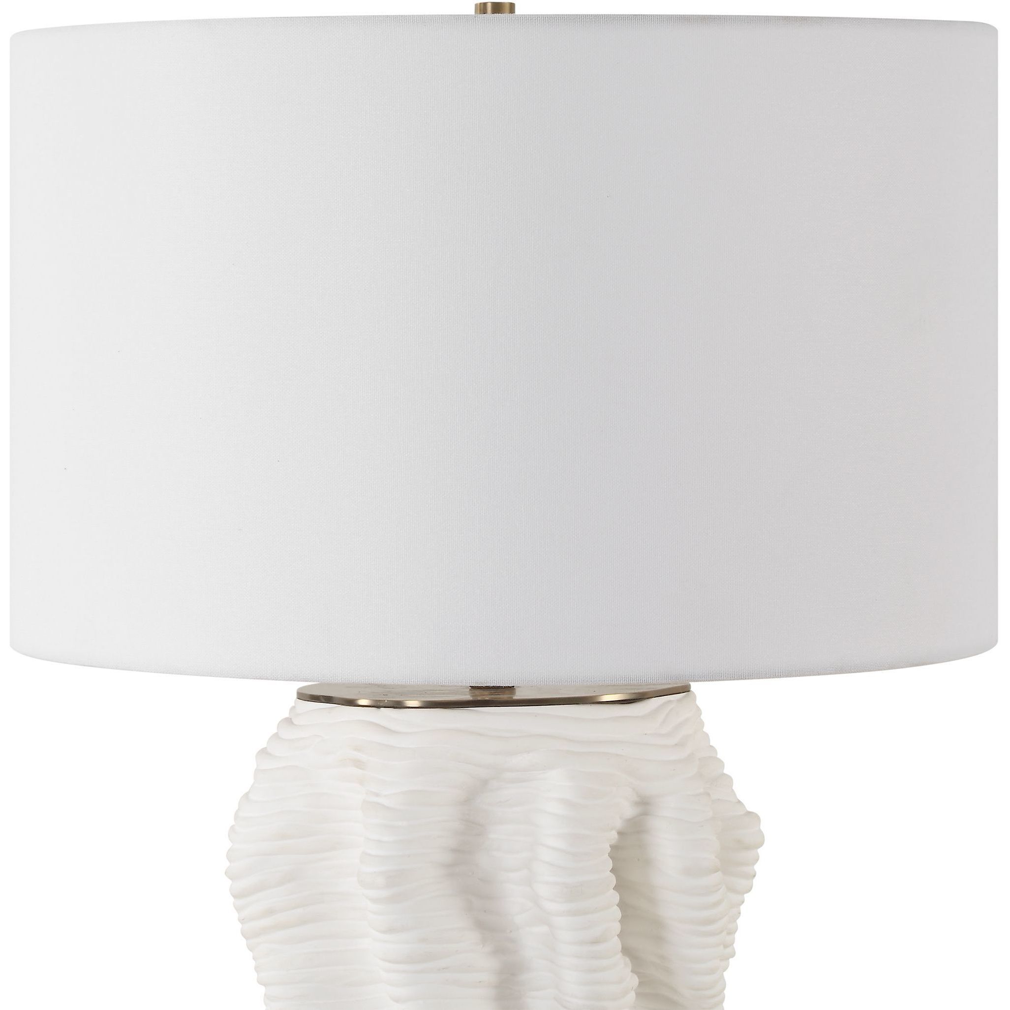 Stratified 28 inch 150.00 watt Matte White Glaze with Brass and Crystal Table Lamp Portable Light