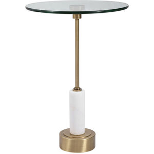Portsmouth 24 X 16 inch Brushed Brass and White Marble Accent Table