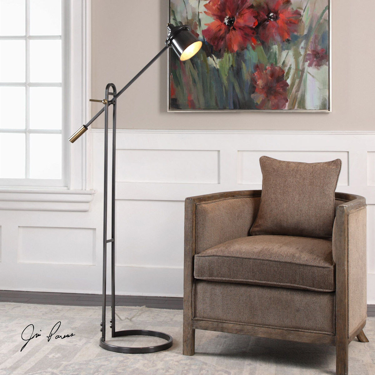 Chisum 64 inch 60 watt Dark Bronze Floor Lamp Portable Light, Jim Parsons