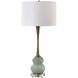Sanctuary 35.25 inch 150.00 watt Greenish-Gray Glass with Brass and Crystal Table Lamp Portable Light