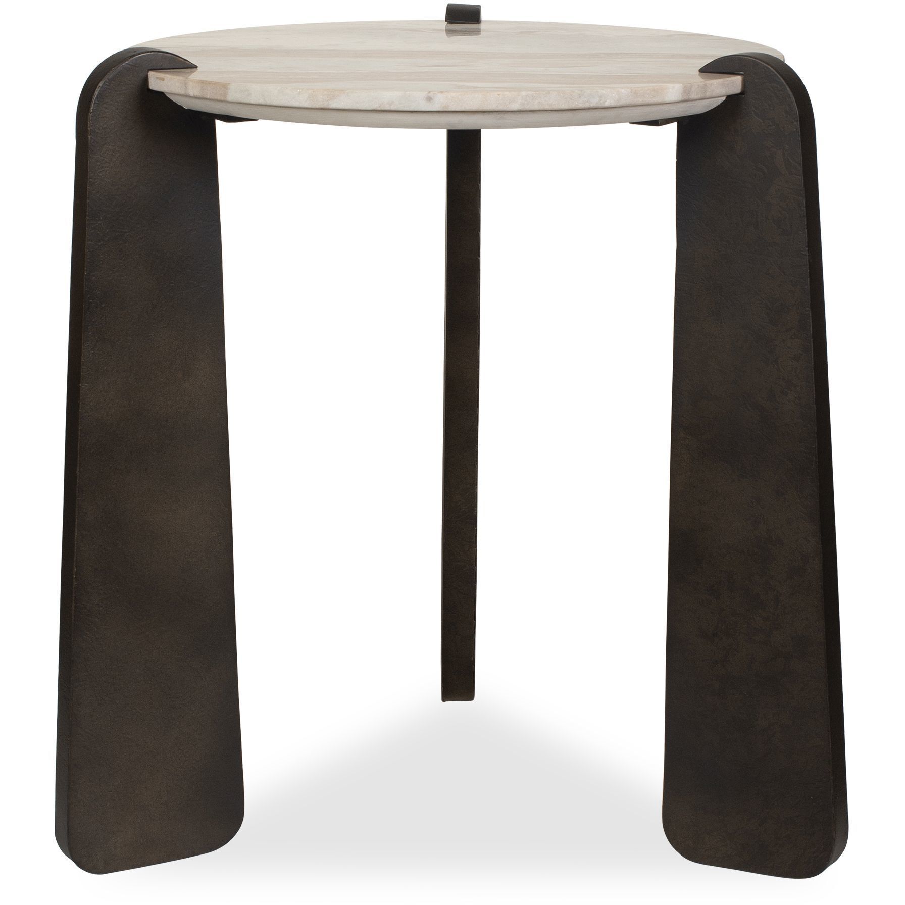 Talud 24 X 24 inch White Marble with Dark Bronze Side Table