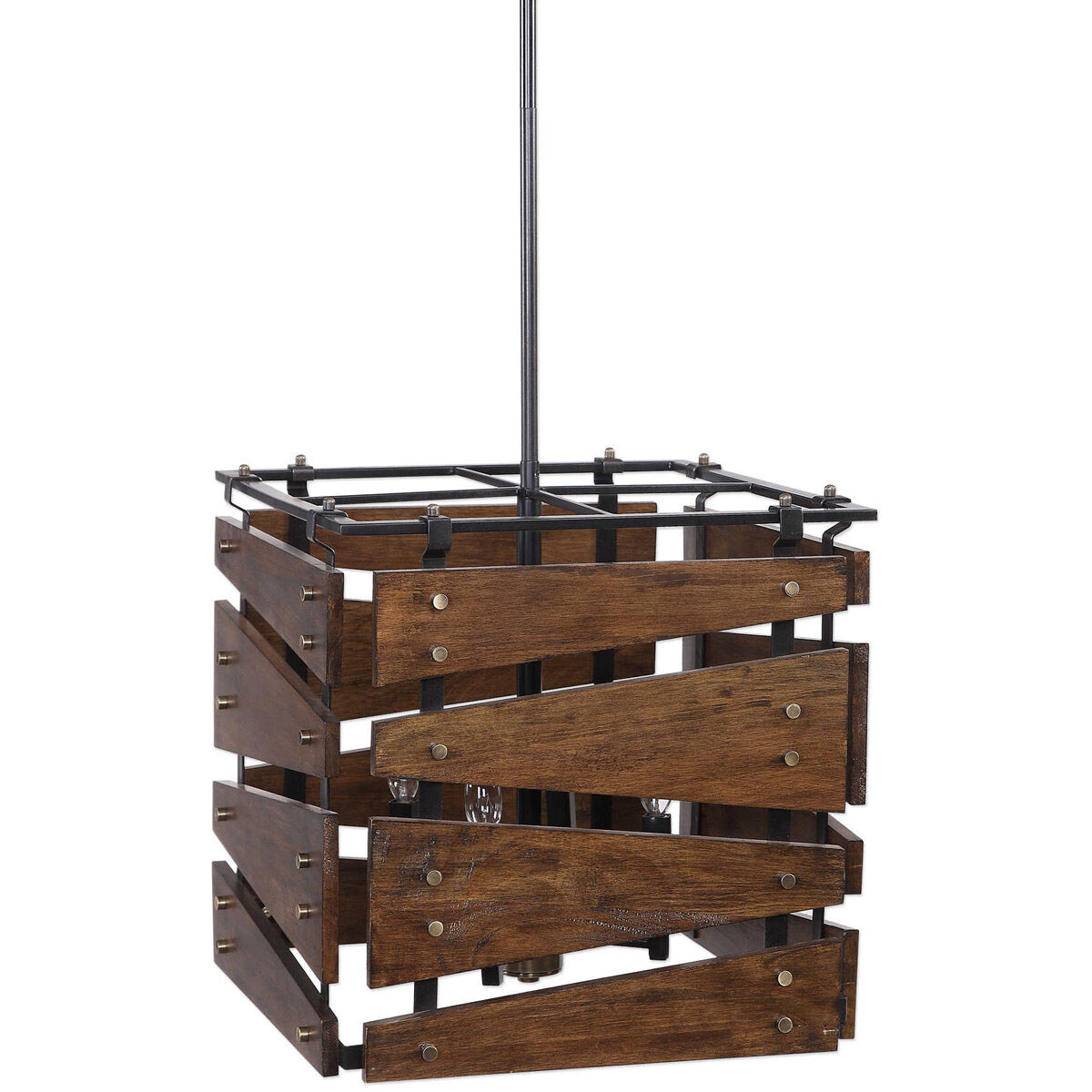 Augie 4 Light 18 inch Warm Brown Oiled Walnut and Dark Bronze Pendant Ceiling Light