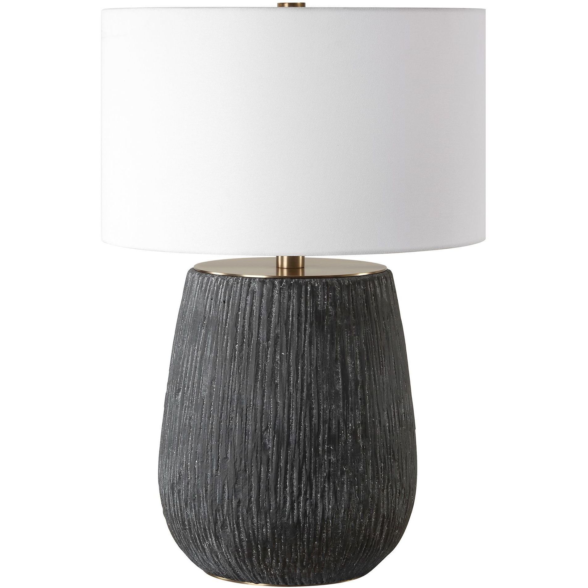 Americana 29 inch 150.00 watt Aged Black With Light Gray Antiquing and Brass Table Lamp Portable Light