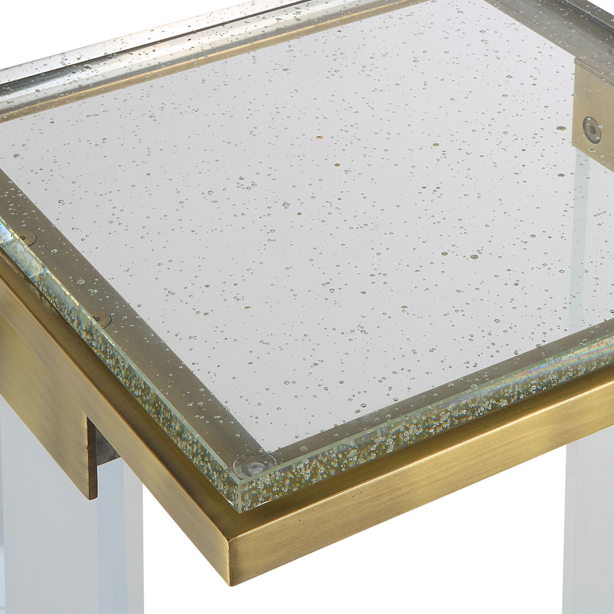 Muse 25 X 14 inch Antique Brushed Brass and Clear Acrylic Accent Table
