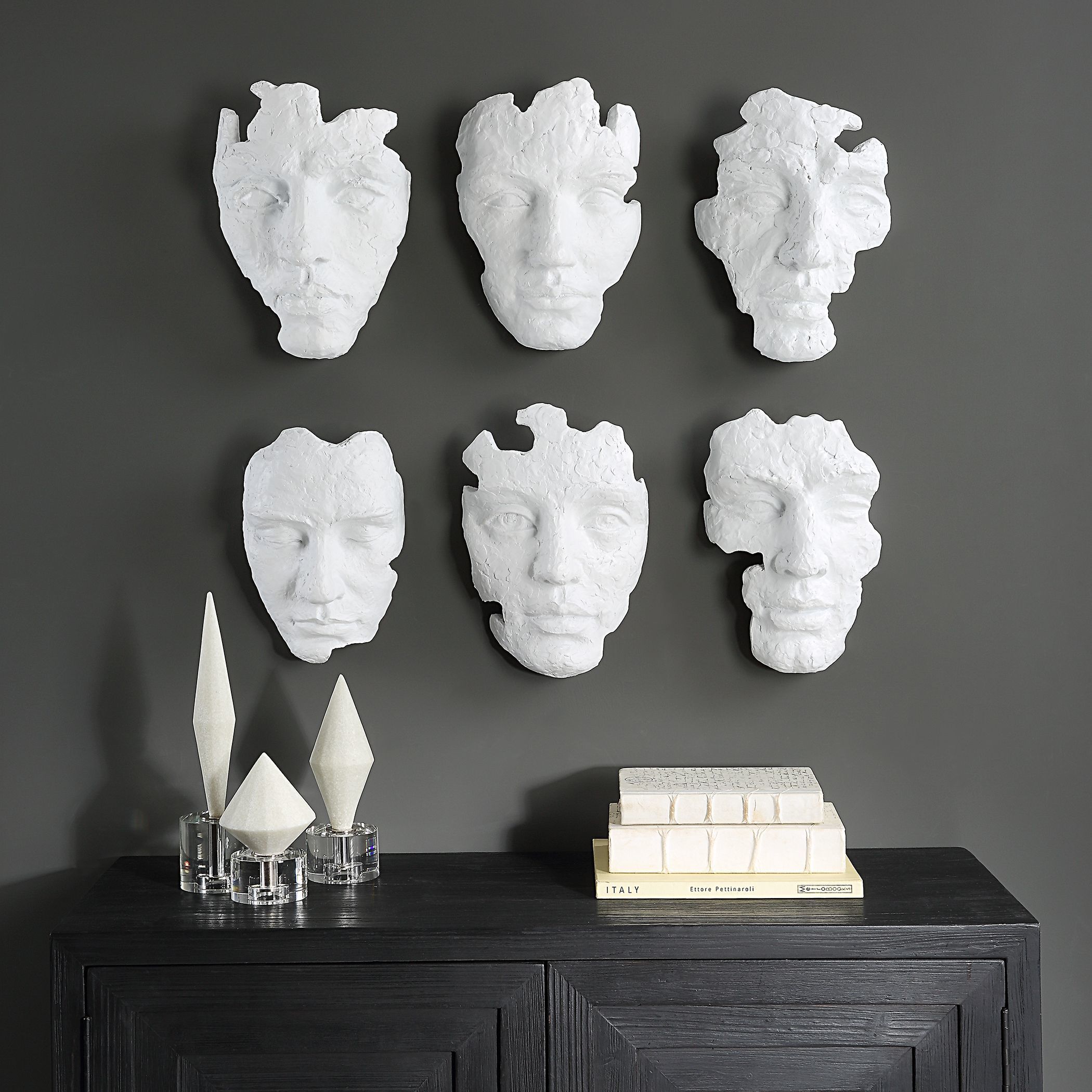 Self-Portrait Matte White Wall Decor, Set of 6