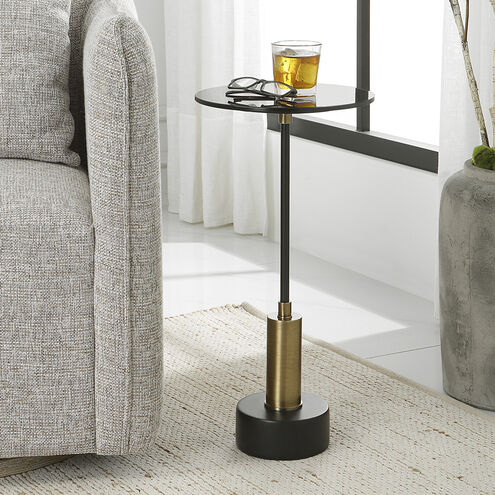 Spector 24 X 12 inch Brushed Brass and Satin Black with Black Marble Accent Table