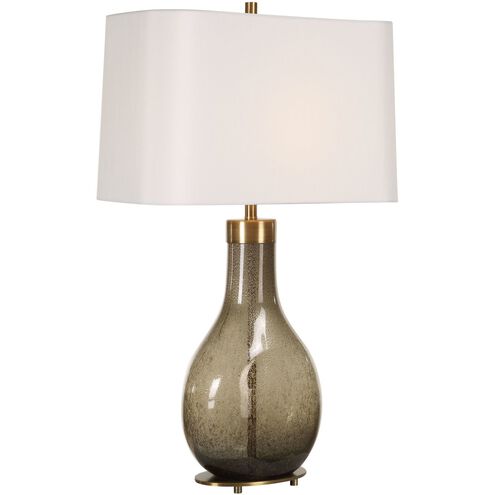 Shyla 29.25 inch 150 watt Dark Moss Seeded Glass and Plated Brushed Brass Table Lamp Portable Light