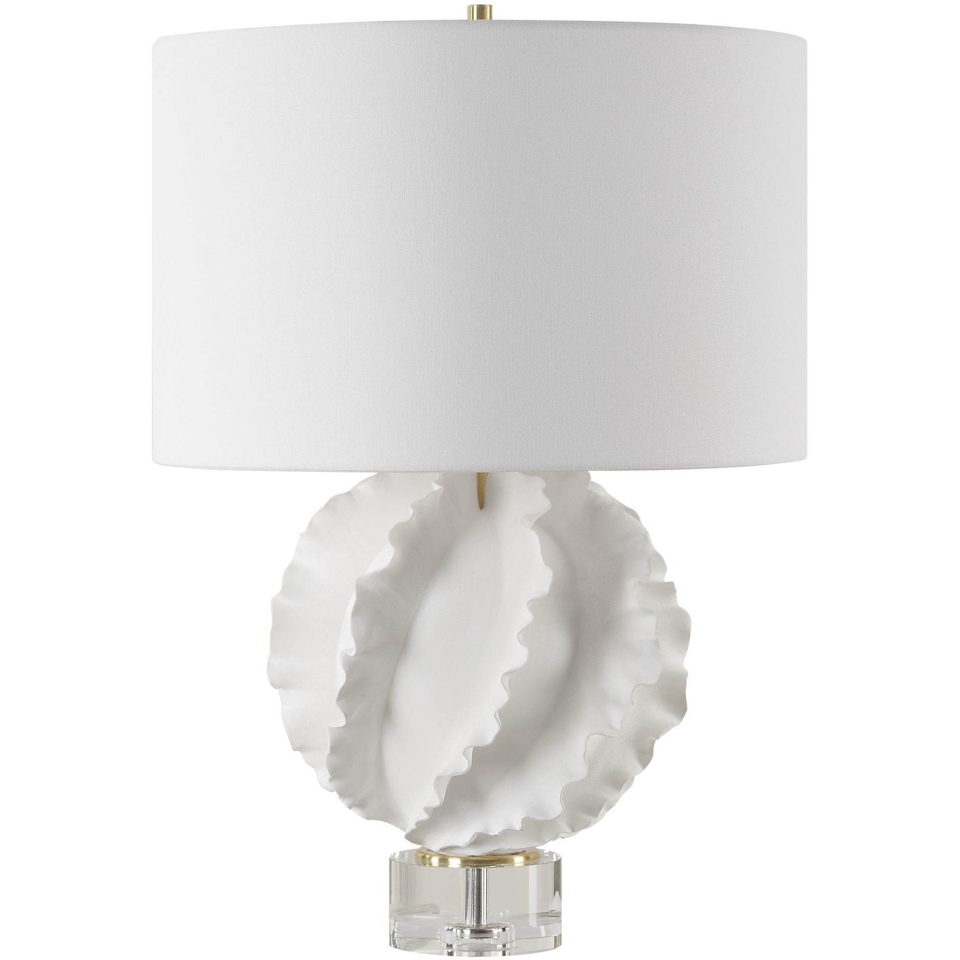 Saylor 27.5 inch 150.00 watt Satin White Glaze with Brass and Crystal Table Lamp Portable Light