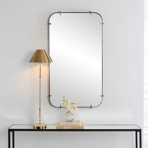 Pali 48 X 27 inch Black Iron and Antiqued Brushed Gold Mirror