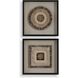 Intertwine Natural Earth Tones and Beige with Satin Black Shadow Boxes, Set of 2