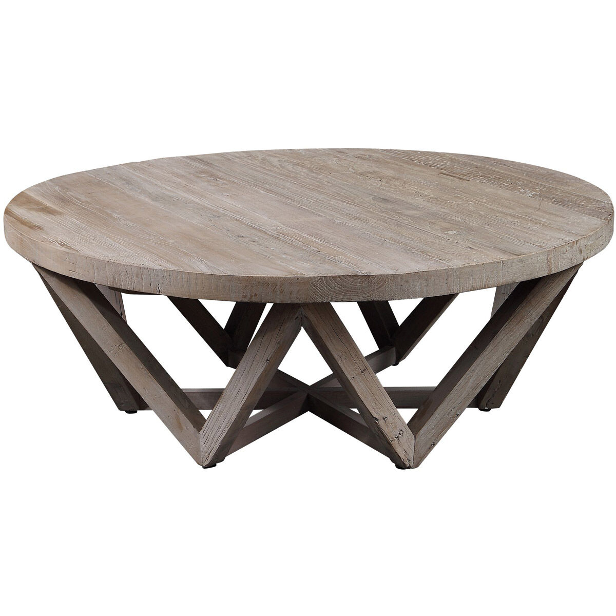 Uttermost round wood shop coffee table