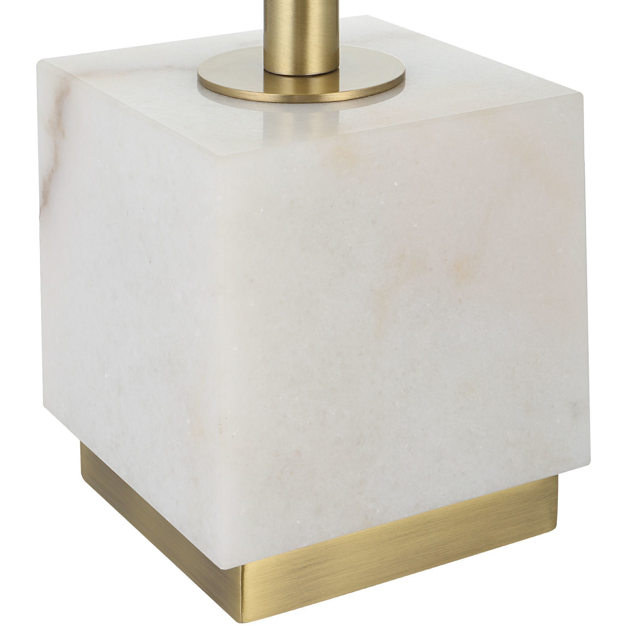 Escort 37 inch 100.00 watt Brushed Brass and White Marble Buffet Lamp Portable Light